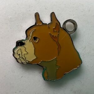 Boxer Charm or Pendant. Silvertone and enamel.